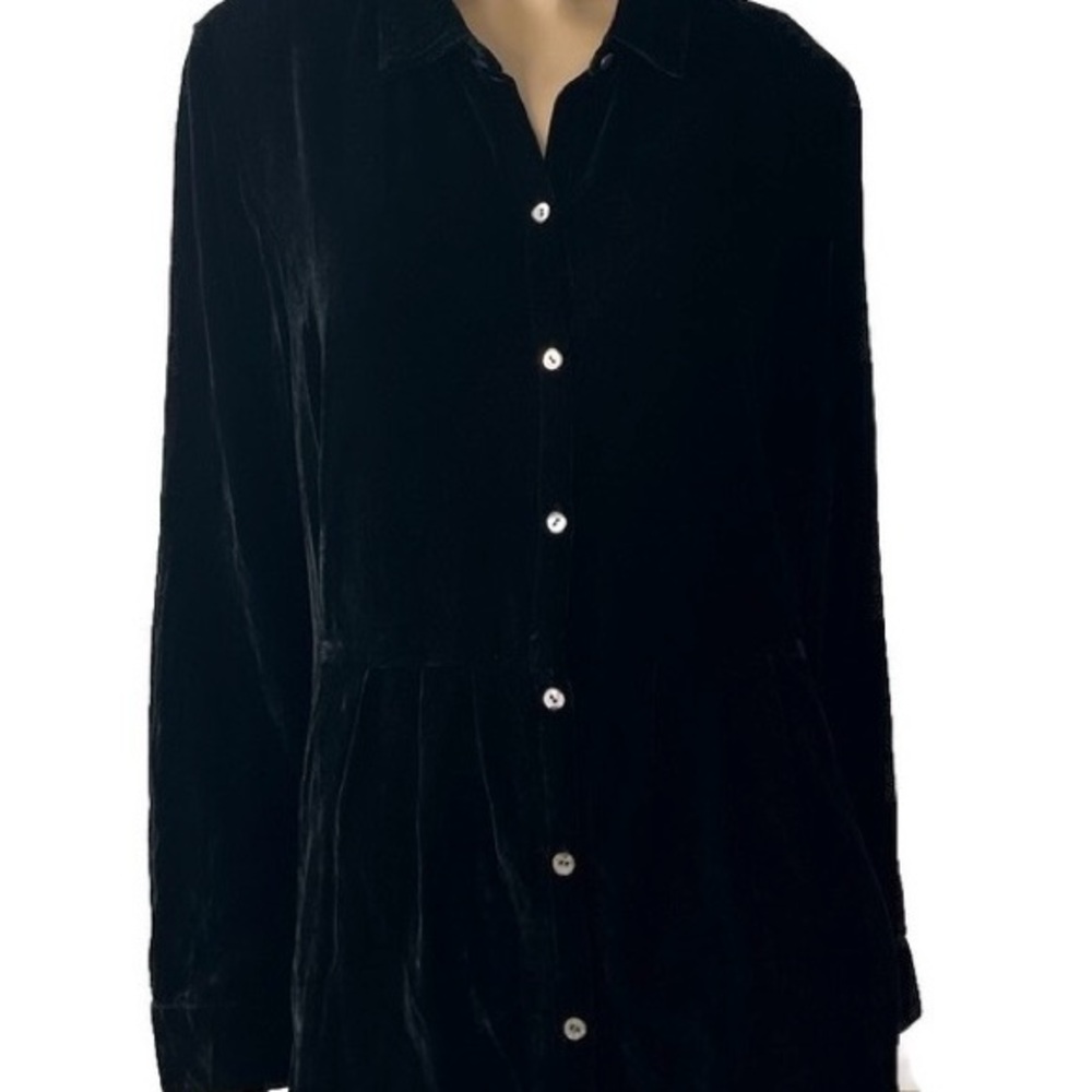 J. Jill Y2K 90s Black Velvet Button-Up Shirt XL